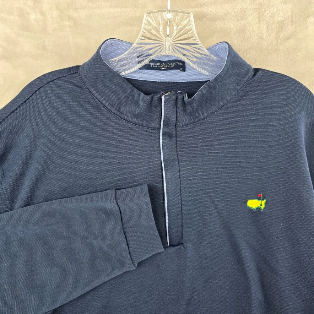 Masters Clubhouse Collection Quarter Zip Mens XL Navy Blue Made in Italy Logo